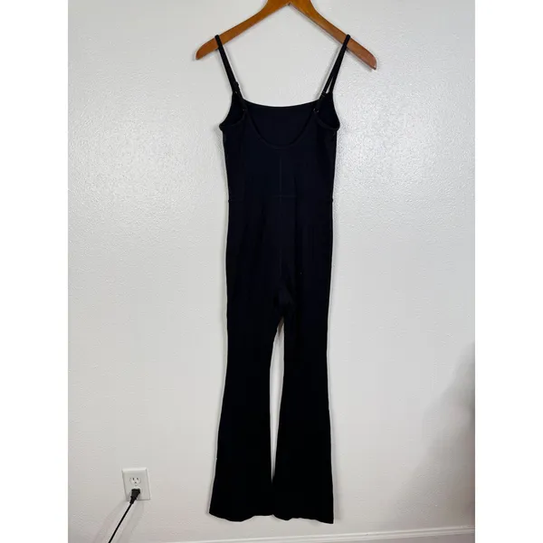 Wilfred Free Aritzia Black Flare Leg Jumpsuit XS Adjustable Straps Scoop Back - Image 2