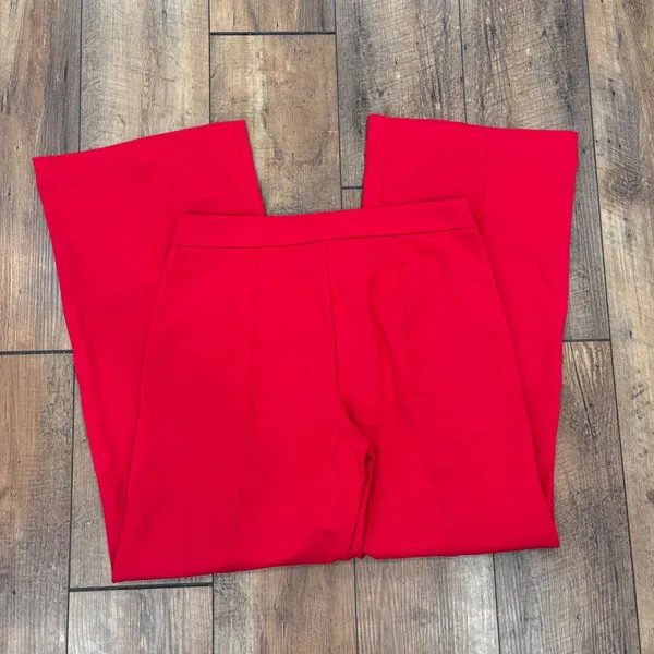 Talbots Women's 8 Wide Leg Ponte Pants Bright Cherry Red Patch Pockets High-Rise - Image 5