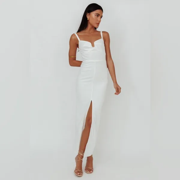 Here Comes The Sun Love To Love Maxi Dress White NEW Medium - Image 3