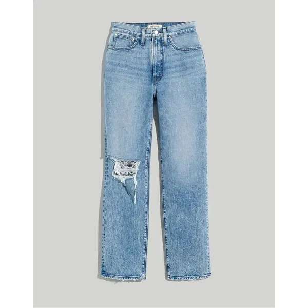 Madewell the perfect vintage straight jeans medium wash Distressed 27R #763 - Image 4