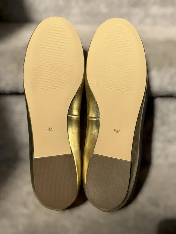 NEW Talbots Blair Metallic Gold Leather Bow Ballet Flats Cap Toe Balletcore - Image 10