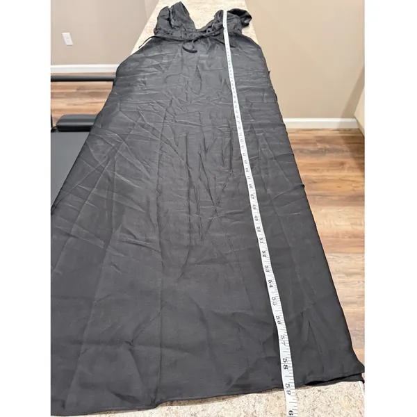 Lulus NWT I'm‎ All Yours Black Satin Cutout Ruffled Maxi Dress Size Small - Image 9