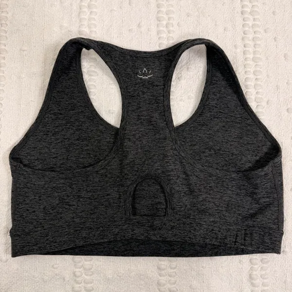 Beyond Yoga Womens 2X Space Dye Racerback Sports Bra Charcoal Gray Keyhole Back - Image 3