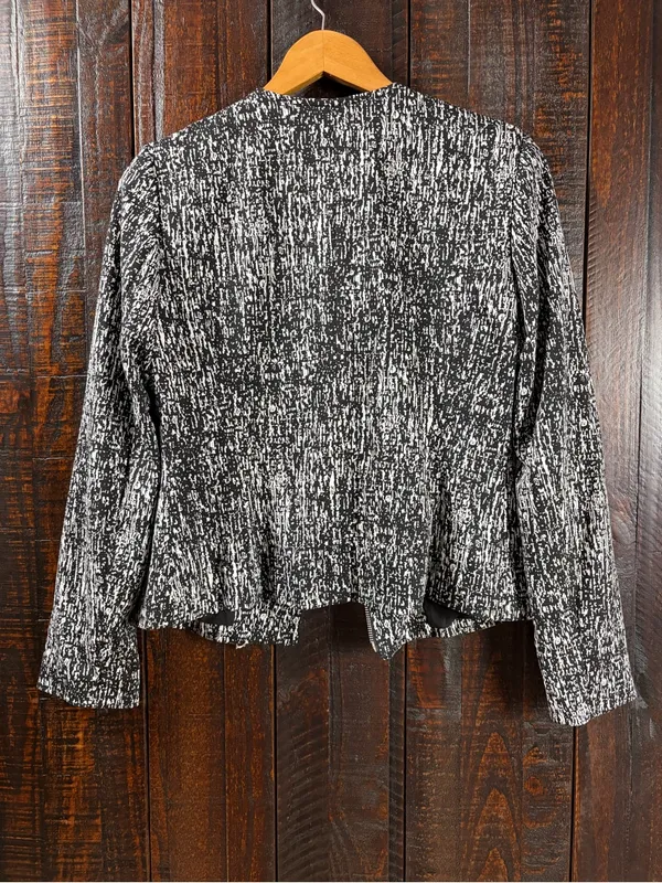 Black/White Asymmetrical Zip Blazer Jacket Size SMALL Black - Image 5