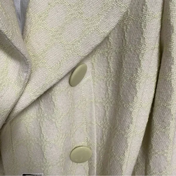 Banana Republic‎ Lime Green And White Wool Blend Trench Coat Size XS - Image 5