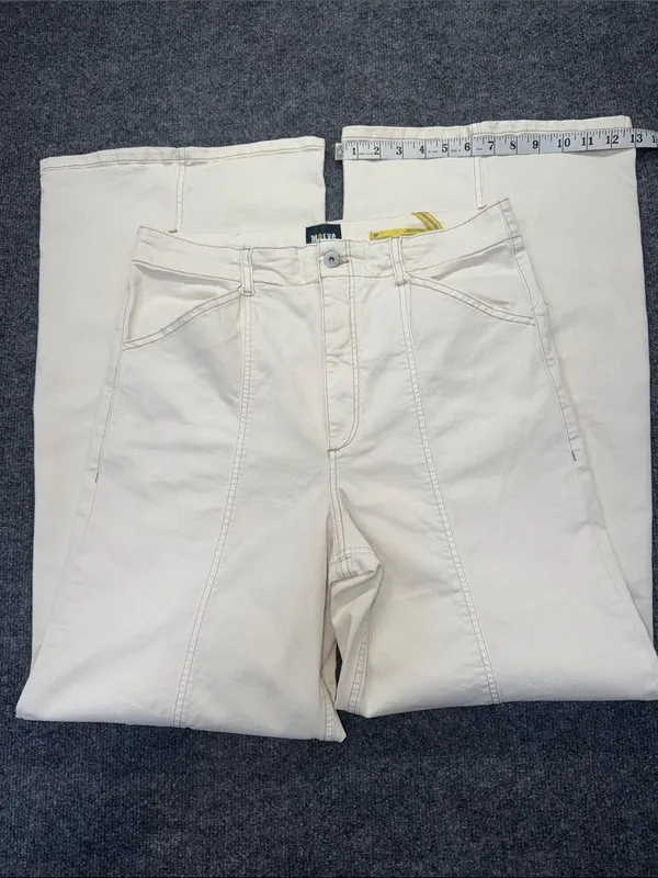 Anthropologie Maeve By Delaney Clean-Seamed High-Rise Wide-Leg Jeans size 31T - Image 4