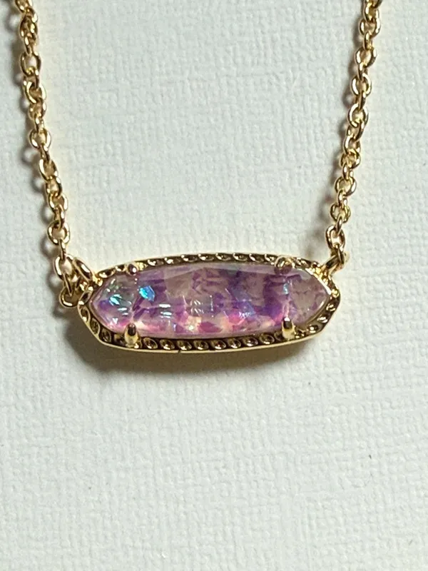 Kendra Scott Eva Pendant Gold Pink Opal Necklace Emma Huggie Earring Set New - Image 6