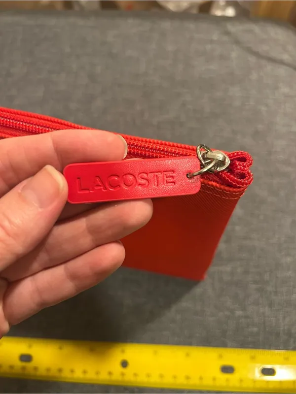 Lacoste Red Embossed Croc Zip Pouch - Image 5