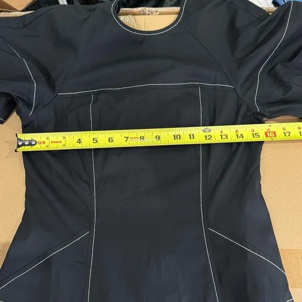 NWT‎ Madewell Puff-Sleeve Drop-Waist Midi Dress Lightweight Cotton Black NQ890 - Image 12