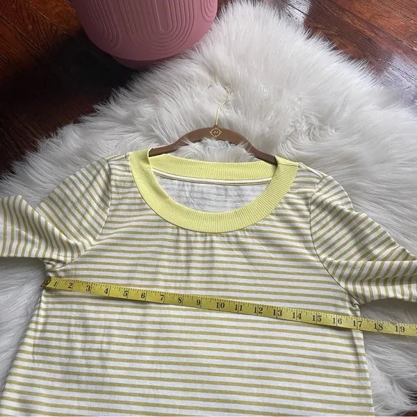 Anthropologie Ella Mara Yellow Striped Top Peplum Ruffles - Image 5