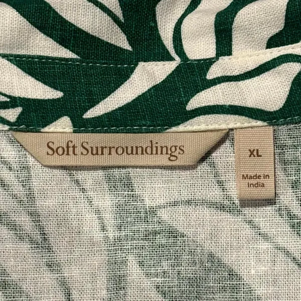 Soft Surroundings‎ Shirt Dress Steffi Linen Maxi Resort Button Up Leaf Green XL - Image 4