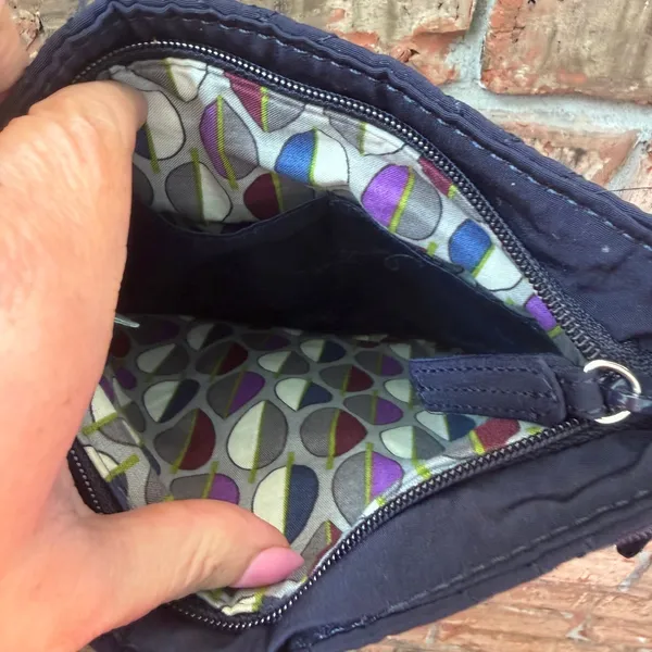 Vera Bradley Navy Quilted Crossbody Purse Bag Long Strap - Image 3