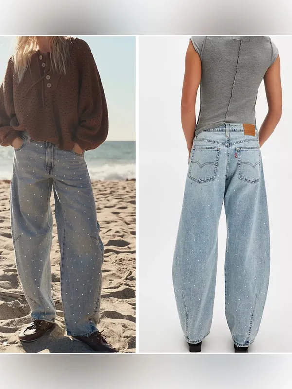 Levi's NWT Baggy Dad Barrel Jeans with Crystal Embellishment Dazzle Me, 25 x 32 - Image 2