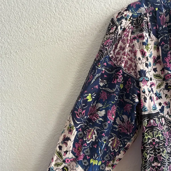 Maria cher Floral Button Down Long Sleeve Blouse Multicolor L (#04098) - Image 7