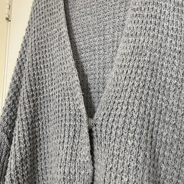 FREE PEOPLE Crochet knit oversized baby blue drop shoulder cardigan sweater XS - Image 2
