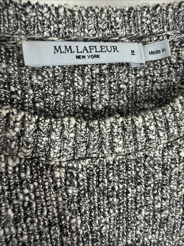 M.M. LAFLEUR The Butler Crewneck Sweater Knit Boucle Black White Medium - Image 4