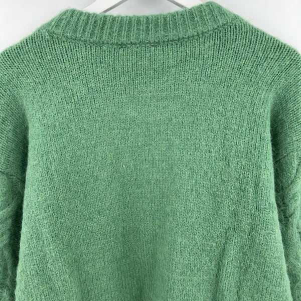Vici Siarah Green Cable Knit Sweater Women's XL Crew Neck Ribbed Cozy Oversized‎ - Image 7