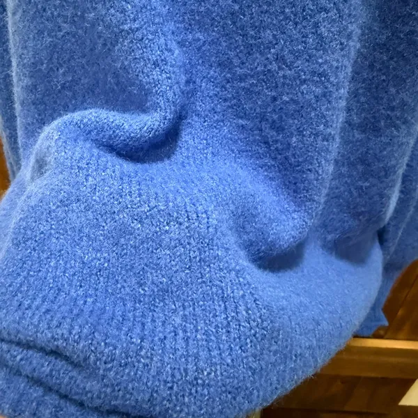 Karen Kane Electric Blue Plush wool blend yarn blouson Crewneck Sweater SzXL - Image 3