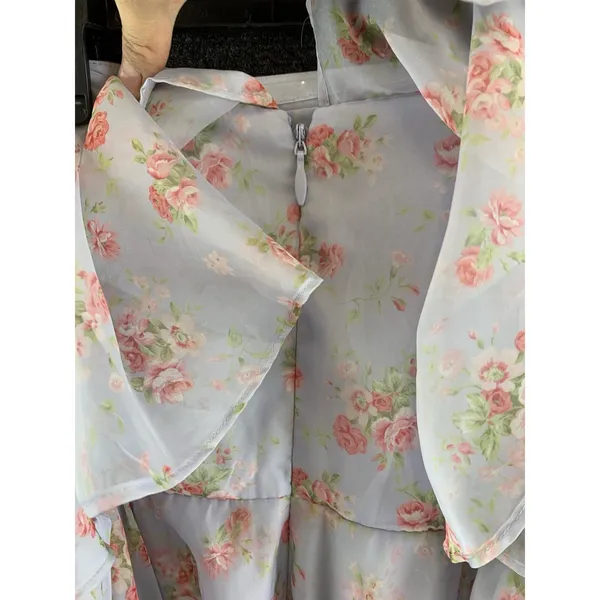Abercrombie & Fitch Floral Tiered Mini Dress Strapless Pastel Summer XL Tall New - Image 10