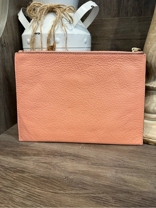 MICHAEL KORS Peach Leather Wristlet Clutch - Image 4