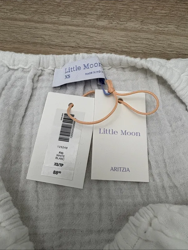 Little Moon Aritzia Off Shoulder Air Plush Cotton Fig Mini Dress Women XS White - Image 9