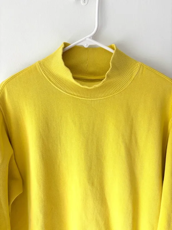 Aerie Yellow Mock Neck Ribbed Pullover Side Pockets Oversized Baggy Loungewear - Image 2