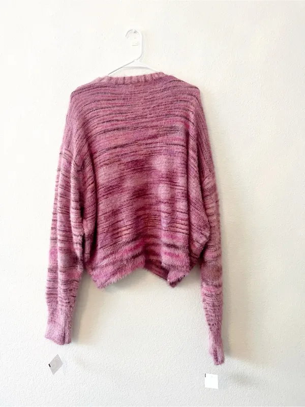 New Free People Movement Large‎ Fuzzy Sweater Cardigan Tank Pink - Image 5