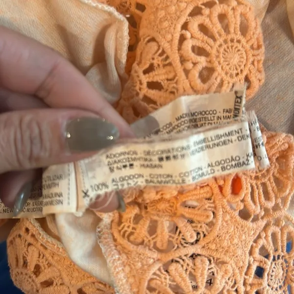 Zara Trafaluc coral top with‎ lace, M - Image 5