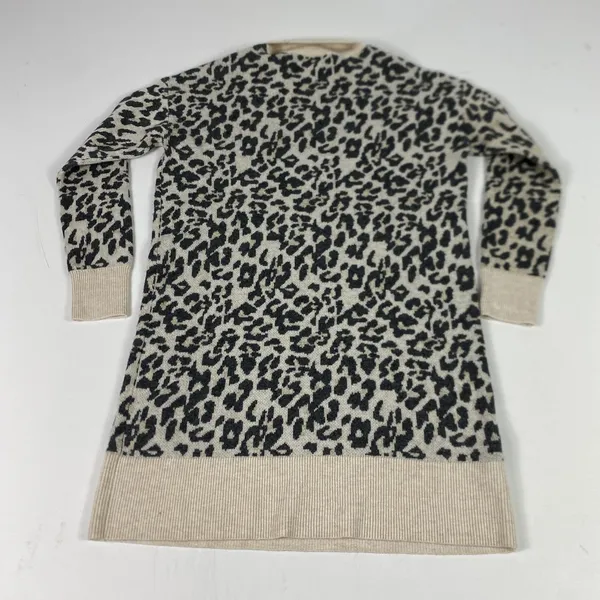 LOFT Sweater Dress Womens XS‎ Beige Leopard Animal Print Turtleneck Long Sleeve - Image 9