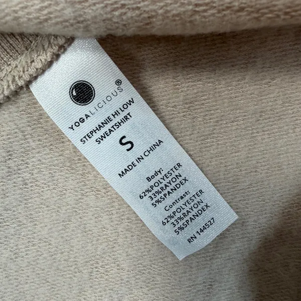 Yogalicious Stephanie Hi-Low Sweatshirt Women's Small Beige New Pullover - Image 7