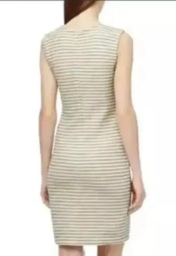Kinette Textured Striped Gold Metallic Dress Size 6 - Image 2