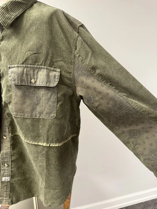 Vintage Havana Bandana & Corduroy Button-Up Top - Image 5