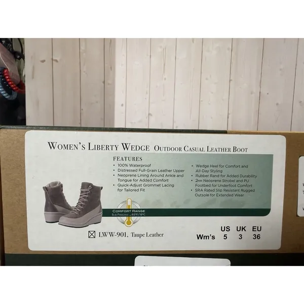 Muck Boot Liberty Wedge Boots Waterproof Women's 5 Taupe Lace Up Leather New - Image 3