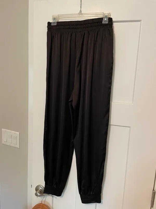 Boutique Satin Joggers Black - Image 6
