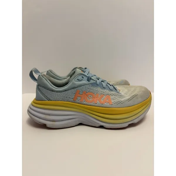 HOKA One One Bondi 8 Womens 7B Yellow Running Shoes Cushioned Athletic Sneakers - Image 4
