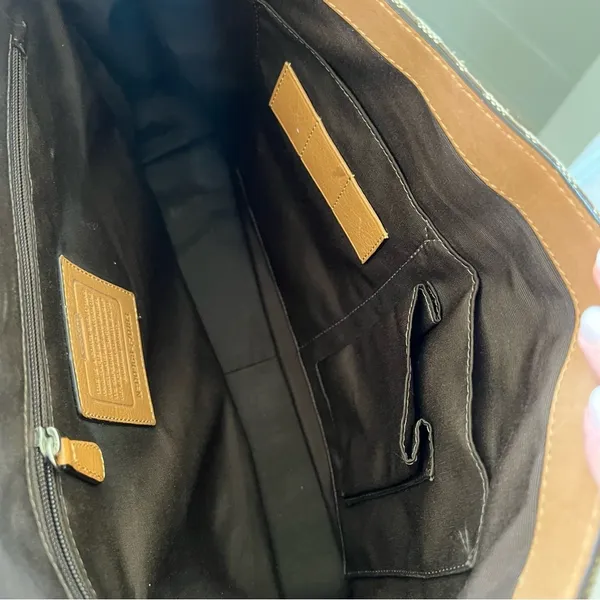 Vintage Coach Voyager Logo Canvas and Leather Messenger Bag in Brown - Image 13