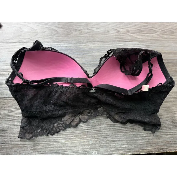 PINK‎ Victoria's Secret Black Lace Lightly Lined Bralette Bra Size Large - Image 2