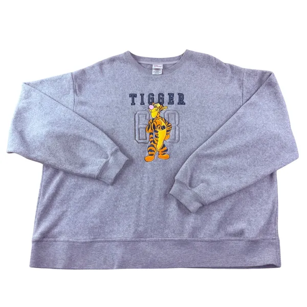 Disney Store Tigger Fleece Sweatshirt Womens XXL‎ Gray Embroidered Oversized 90s - Image 2
