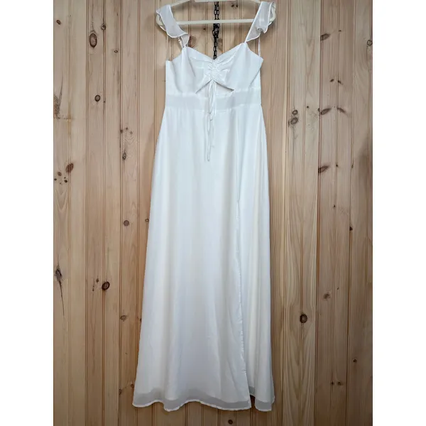 NWT Lulus The Way to Love White Ruffled Maxi Dress Resortwear Cut Out Size M - Image 4