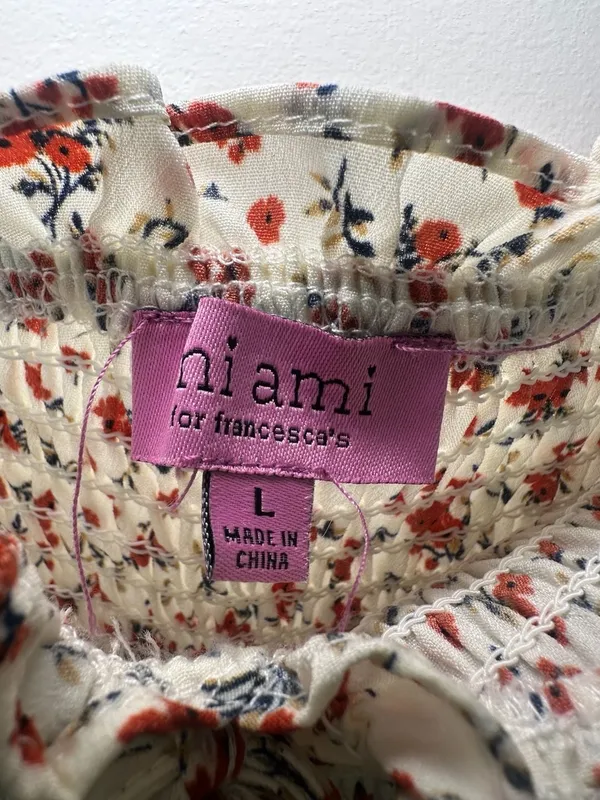 niami for francesca's puff sleeve floral smocked mini dress - Image 2