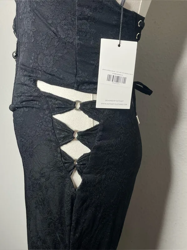 NEW Outcast Lace Up Halter Jenna Jumpsuit in Black Floral Lace - Image 7