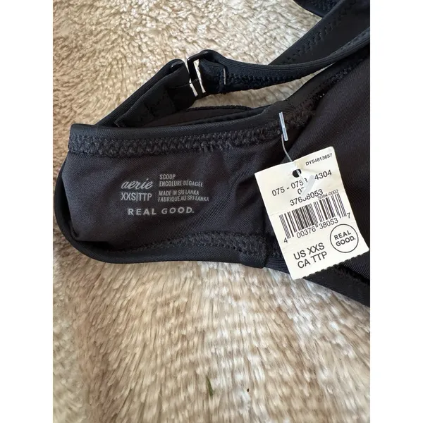 NWT Aerie Real Good Scoop Neck Black Bikini Top Women’s Size XXS - Image 5