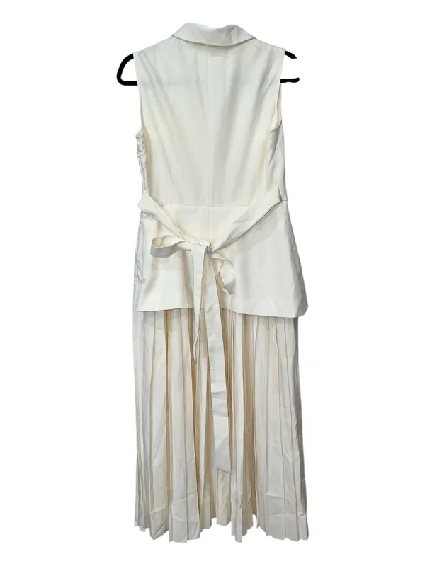 Commense Sleeveless Belted Pleated Blazer Maxi Dress Beige Size Small NWT - Image 6