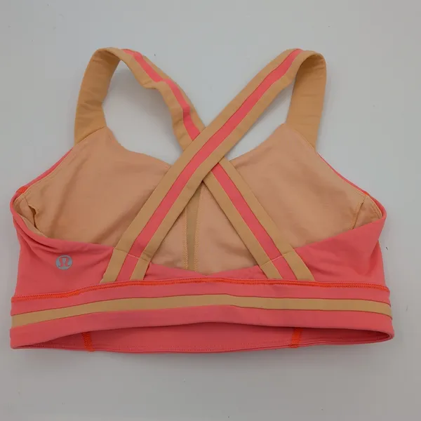Lululemon‎ Rack Pack Sports Bra Pink Orange Colorblock Cross Back Womens Size 6 - Image 2
