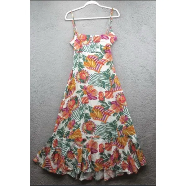 Paper Heart Dress Multicolor Fruit Floral Maxi Summer Ruffle Sundress Size Small - Image 2