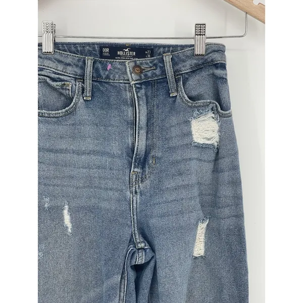 HOLLISTER California Ultra high-rise Dad blue jeans,‎ Size 00R 23x31 Q0001 - Image 2