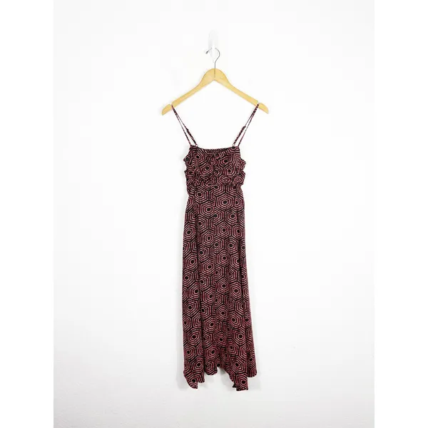 Urban Outfitters Veronica Midi Dress Size XS Ruched Geometric Smocked Back - Image 4