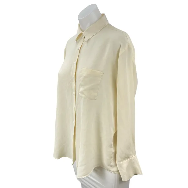 Zara Women's Yellow Chest Pocket Long Sleeve Button Down Blouse Shirt Top Size S - Image 3