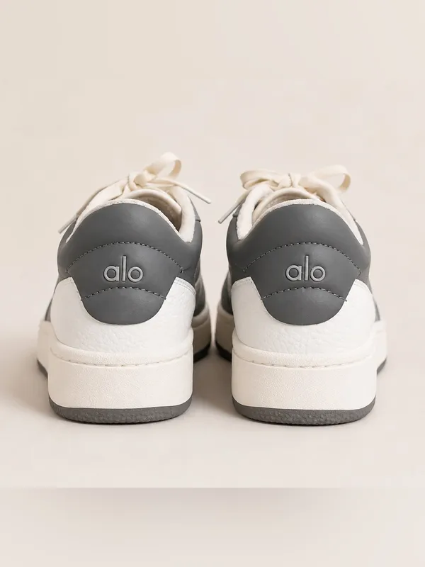 Alo Gray & White Leather Lace-Up Low-Top Platform Sneakers Women’s 6.5 / Men’s 5 - Image 4