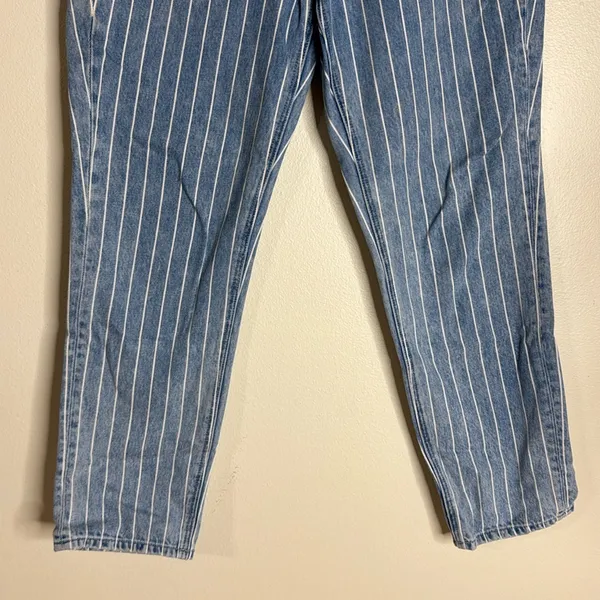 American eagle pin striped high rise mom‎ denim ankle jeans size 4 festival cute - Image 4